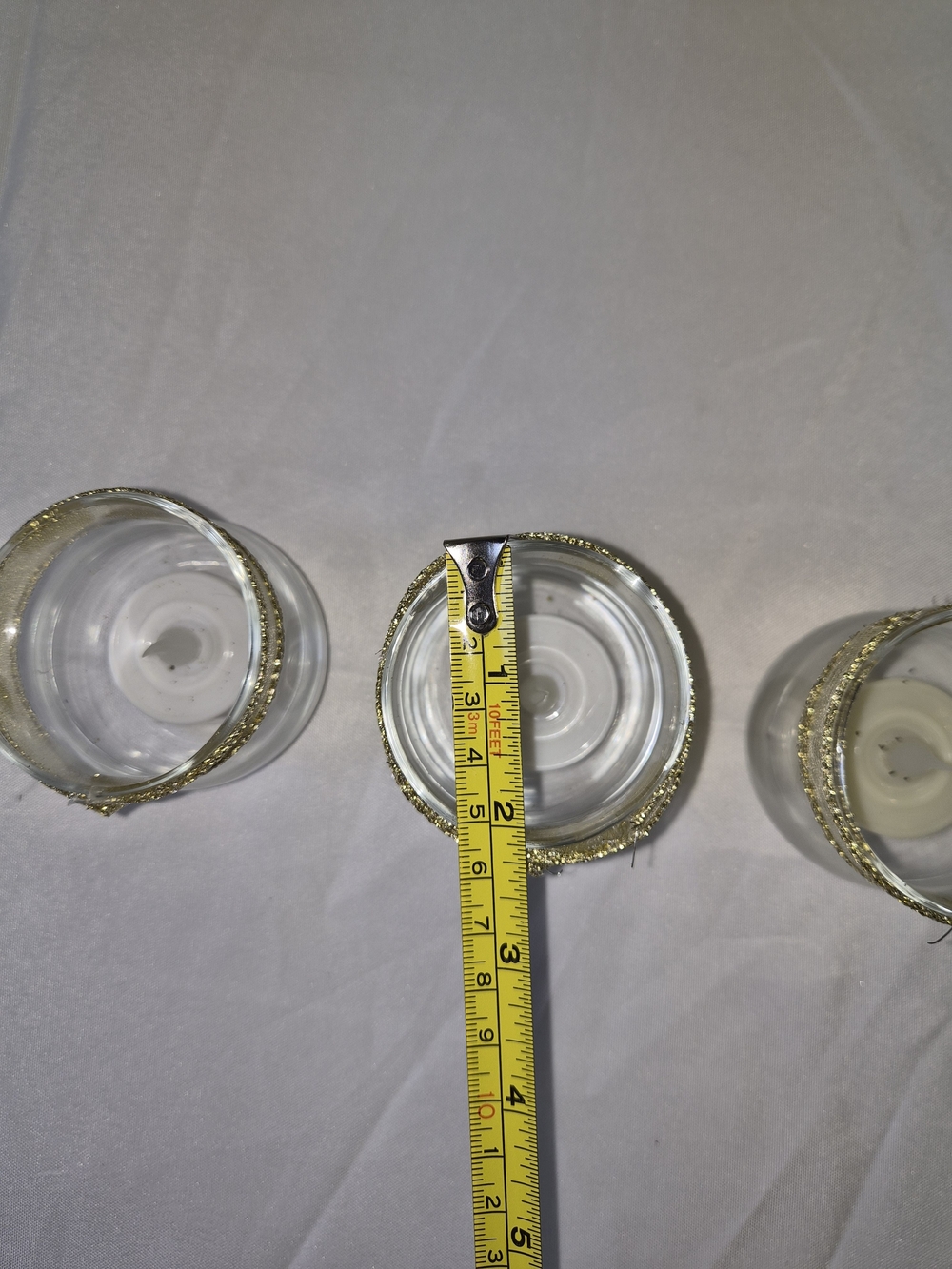 Gold Rim Glass Tea Light LED Holder Set - Picture 5 of 5